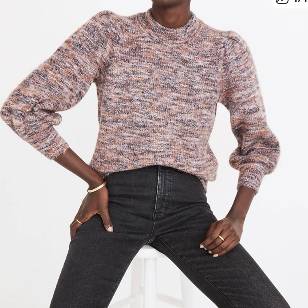 Madewell Space- Dyed Eaton Puff-Sleeve Pullover Sweater Sz: S